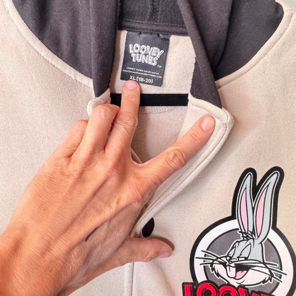 Looney Tunes‎ Bugs Bunny Varsity Jacket Kids XL 18-20 Black White Retro - Picture 5 of 8